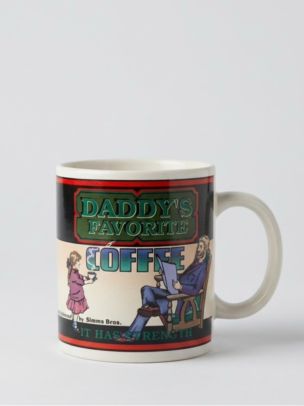 1999 Westwood Archives Simms Bros Daddy's Favorite Coffee Ceramic Mug 16 Ounces